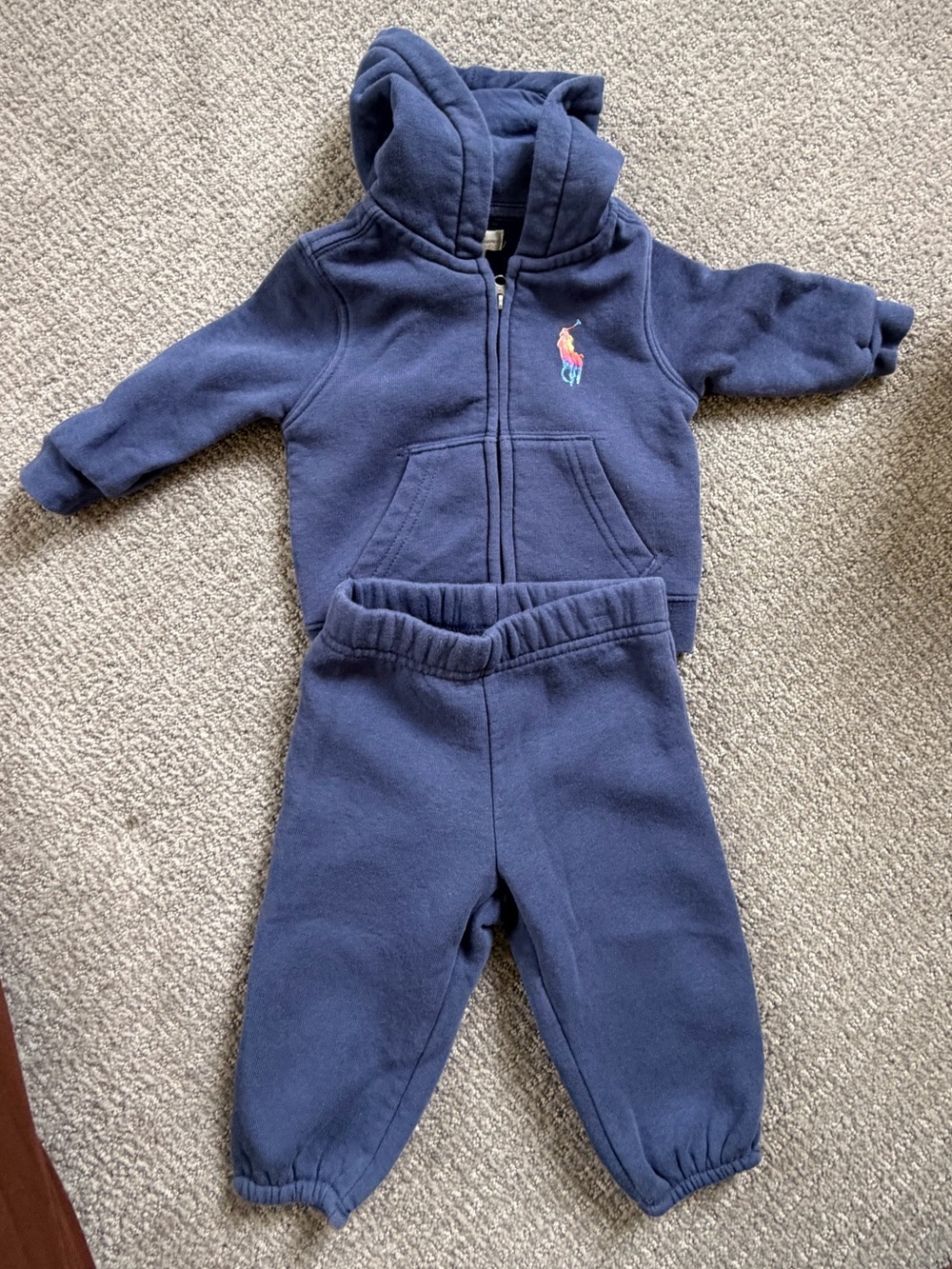 Ralph Lauren Navy Infant Fleece Hoodie & Joggers Set | Size 6M
